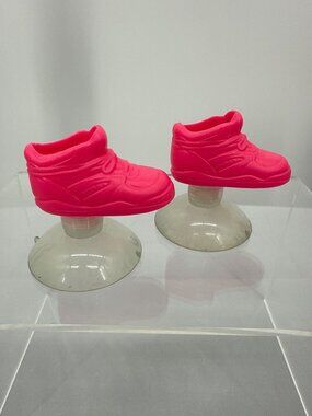 Vintage 90s Barbie Suction Cup Workout Shoes Hot Pink High Top Doll Sneakers